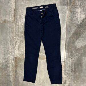 Women's J. CREW Navy Blue "Frankie" Cropped Pants Size 0 Petite